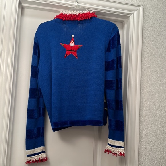 Unique Christmas button up sweater blue/red/white. Size Medium. Patriotic 🇺🇸 - Picture 5 of 7